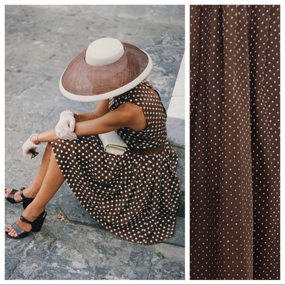 DONATED Vtg Brown Swiss Dot Dress XS - Picture 2 of 8